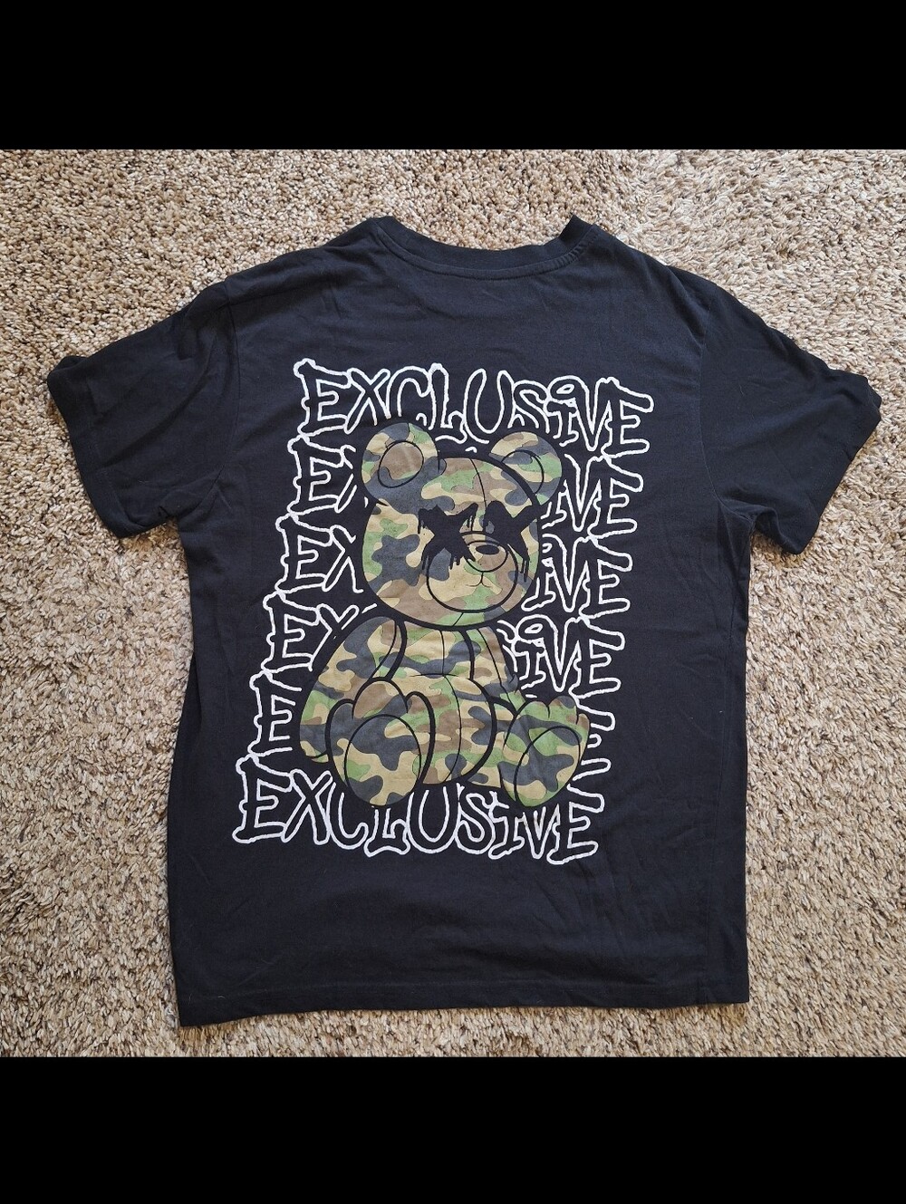 Urban Man Exclusive Camo Teddy Bear Drip Streetwear Graphic Tee - Size S